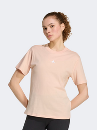 تيشيرت رياضي نسائي Adidas Essentials Small Logo وردي فاتح/أبيض