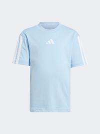 تيشيرت رياضي للأولاد الصغار Adidas Essentials أزرق متوهج/أبيض