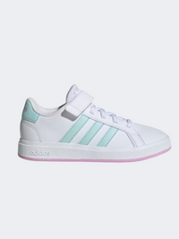 Adidas جراند كورت 2 أحذية رياضية للبنات أبيض/أكوا/ليلاك