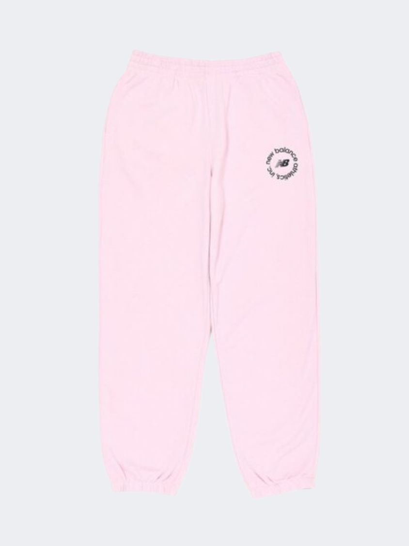 New Balance Sport French Terry Graphic Women Lifestyle Pant Mid Century Pink