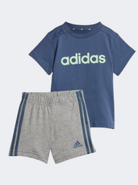 طقم رياضي أولاد أطفال Adidas Essentials Lineage إنك/جرين سبارك