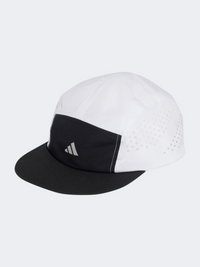 قبعة عداء أديداس بخمسة ألواح بتقنية تبريد كليماكول للجنسين أسود/أبيض