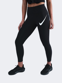 بنطال ضيق جري نسائي Nike Tempo Swoosh Run 7/8 لون أسود/أبيض