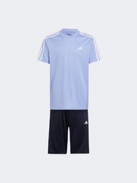 Adidas طقم رياضي للأطفال الأولاد Essentials 3 Stripes أزرق سبارك/أبيض