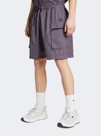 شورت رجالي Adidas City Escape Woven ملابس رياضية رمادي ستراتا