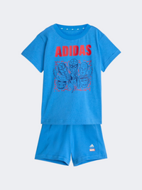 طقم ملابس رياضية للأولاد الرضع من Adidas مارفل أفنجرز، أزرق راي/أوف وايت