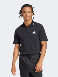 بولو رجالي بأكمام قصيرة من Adidas Essentials Small Logo أسود/أبيض