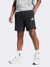 شورت رياضي رجالي Adidas 3 Stripes French Terry أسود/أبيض