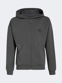 هودي رياضي أولاد بسحاب كامل Adidas Full Zip 220 رمادي/أسود