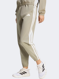 بنطال تدريب منسوج نسائي من Adidas بثلاثة خطوط، سيلفر بيبل/أبيض