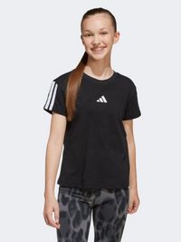 أديداس الأساسية قميص رياضي للبنات الصغار أسود/أبيض