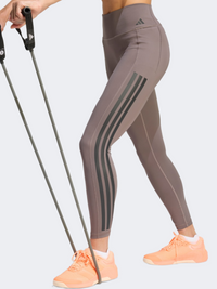 أديداس أوبتايم تمرين ضيق ٧/٨ بخطوط ثلاث نسائي فحمية اللون