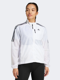 جاكيت جري نسائي قابل للطي Adidas Own The Run 3 Stripes Packable أبيض
