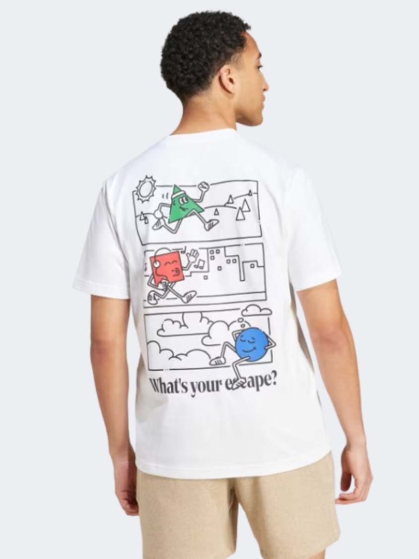 Adidas Positivity Shapes Graphic Men Sportswear T-Shirt White