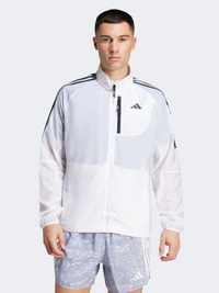 جاكيت جري رجالي قابل للطي Adidas Own The Run 3 Stripes Packable أبيض