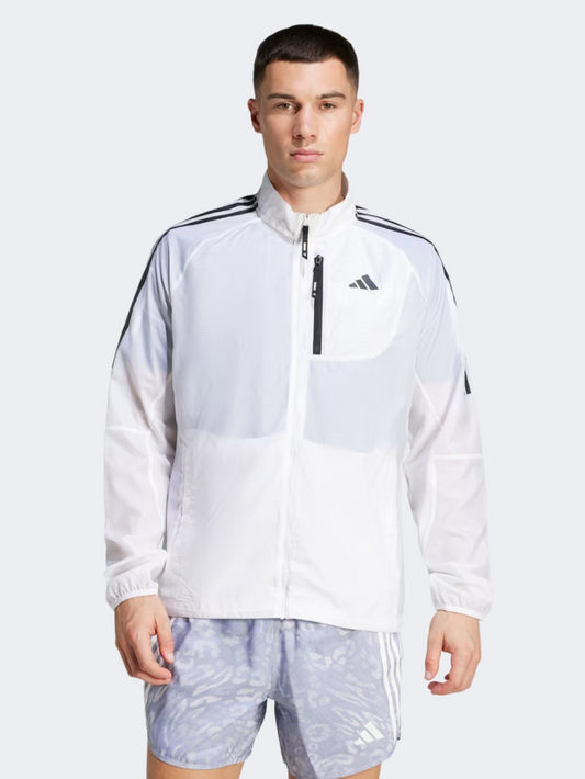Adidas Own The Run 3 Stripes Packable Men Running Jacket White