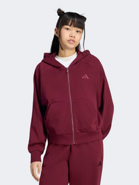 هودي رياضي نسائي بسحاب كامل وشعار صغير من Adidas كيت مارون