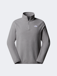 The North Face غلاسيير 1/4 زيب فليس جاكيت رجالي للمشي ميديم جراي هيذر