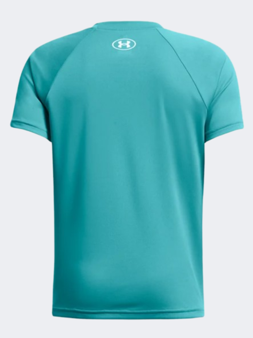 Under Armour Tech Split Wordmark Boys Training T-Shirt Teal/White