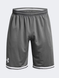 شورت كرة سلة رجالي Under Armour Perimeter كاستل روك/أبيض