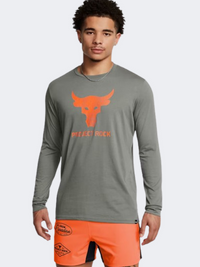 Under Armour Project Rock سويت شيرت تدريب رجالي أخضر برتقالي