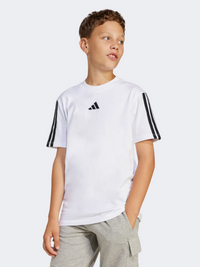أديداس الأساسية قميص رياضي للأطفال - للأولاد أبيض/أسود