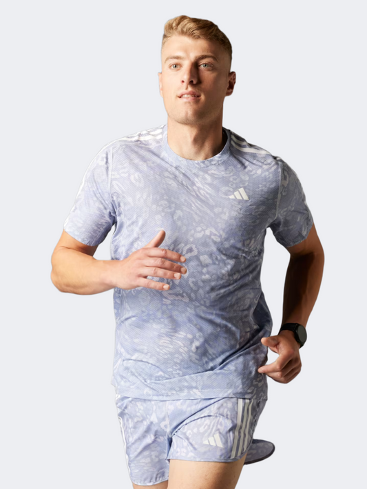 Adidas Own The Run Climacool 3-Stripes Men Running T-Shirt Grey/Violet Tone