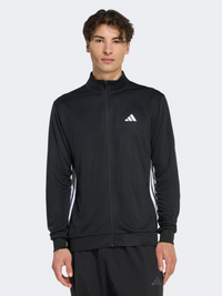 أديداس مجموعة أساسيات التمرين طقم كامل قميص تدريب رجالي مخطط بثلاثة خطوط أسود/أبيض