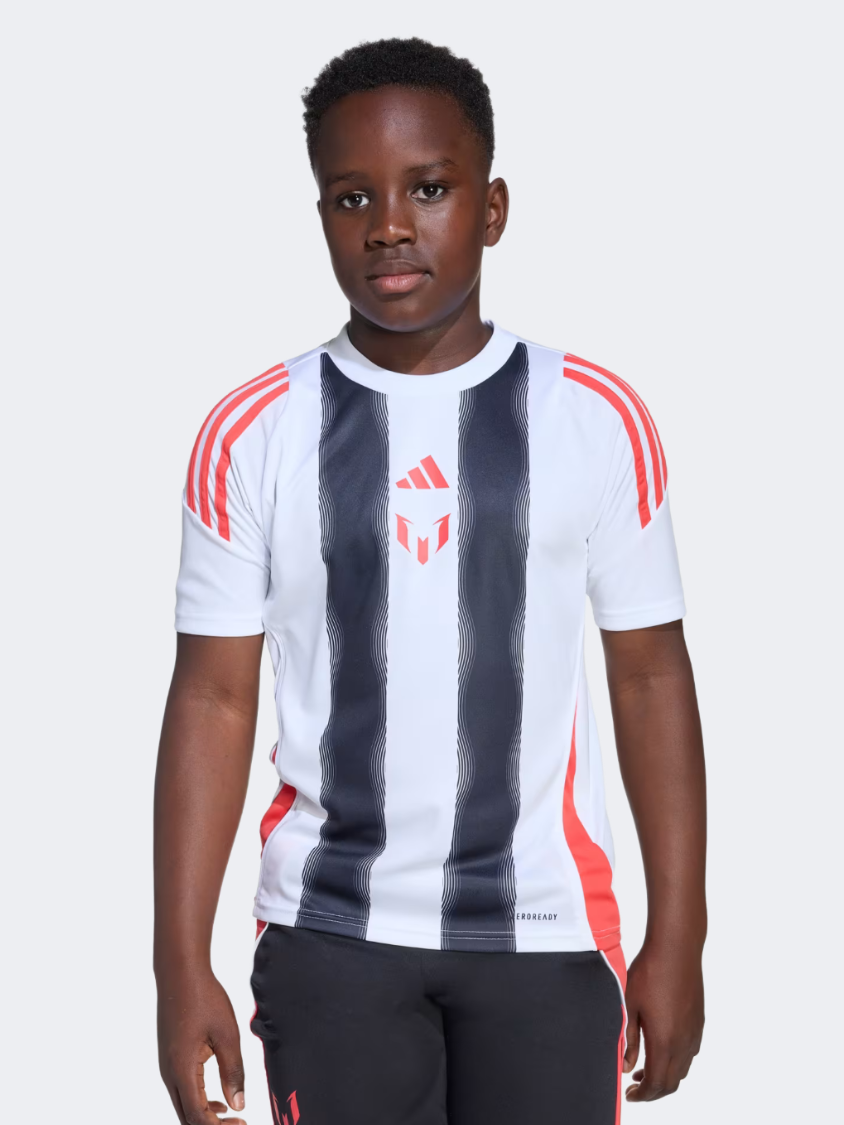 Adidas Messi Training Jersey Kids-Boys Football T-Shirt White/Red