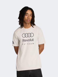 تيشيرت سباق سيارات رجالي Adidas Audi Revolut F1 Team Dna Graphic Chalk Pearl