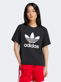 تيشيرت نسائي Adidas Adicolor Trefoil Boxy Originals أسود