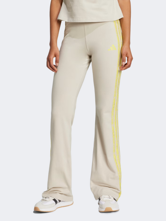Adidas Essentials 3-Stripes High Waistband Lycra Women Sportswear Tight Beige