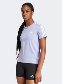 تيشيرت جري نسائي Adidas Own The Run Essentials 3 Stripes Violet Tone