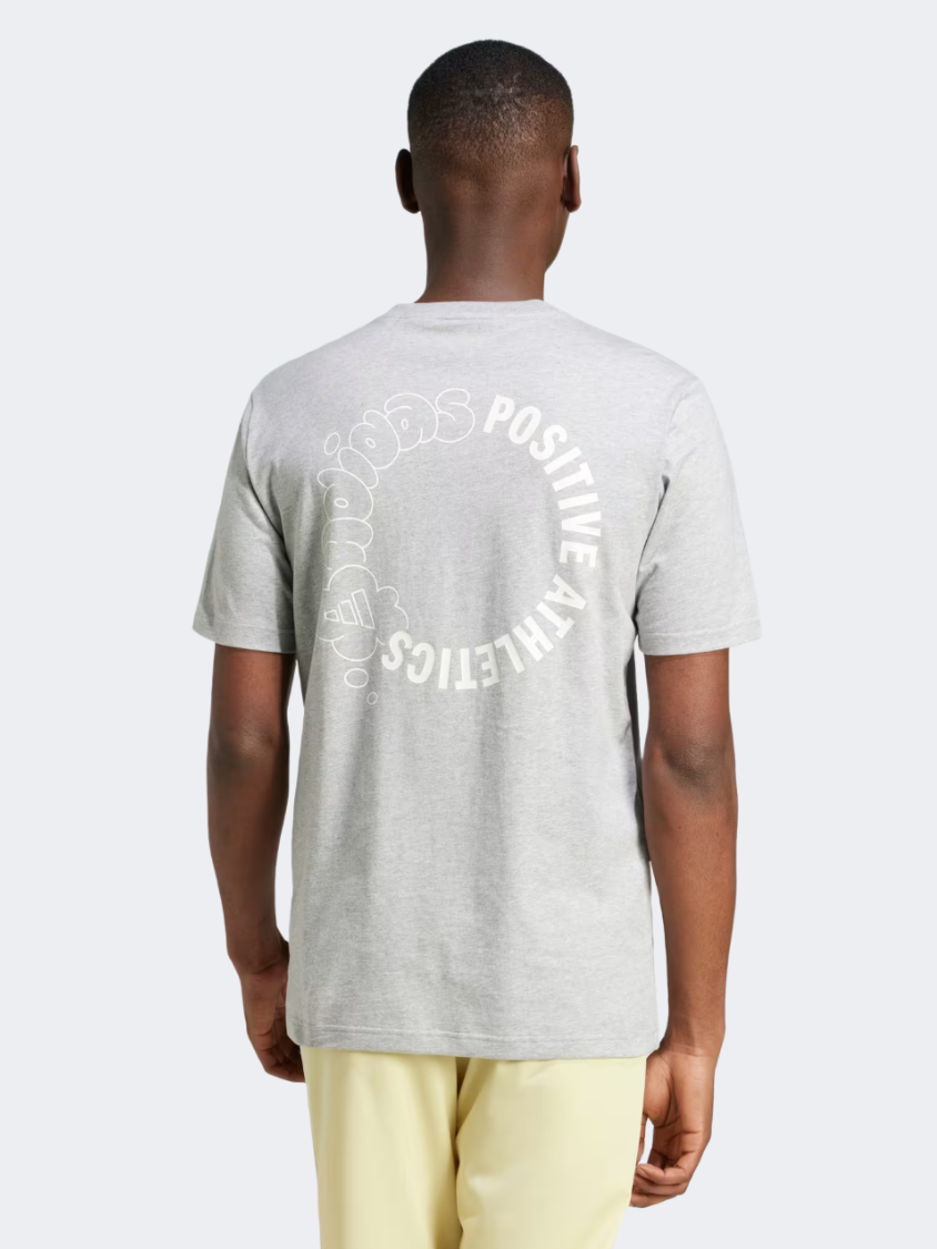 Adidas Lounge Verbiage Circle Graphic Men Sportswear T-Shirt Medium Grey Heather
