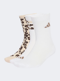 جوارب رياضية نسائية 3 أزواج Adidas Leo كريستال لينن/كاكي