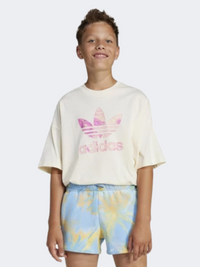 تيشيرت بناتي أطفال Adidas Tee Original بلون أبيض كريمي