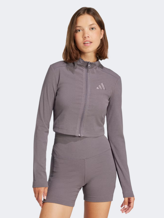 Adidas All Szn Ribbed Crop Women Sportswear Track Top Purple