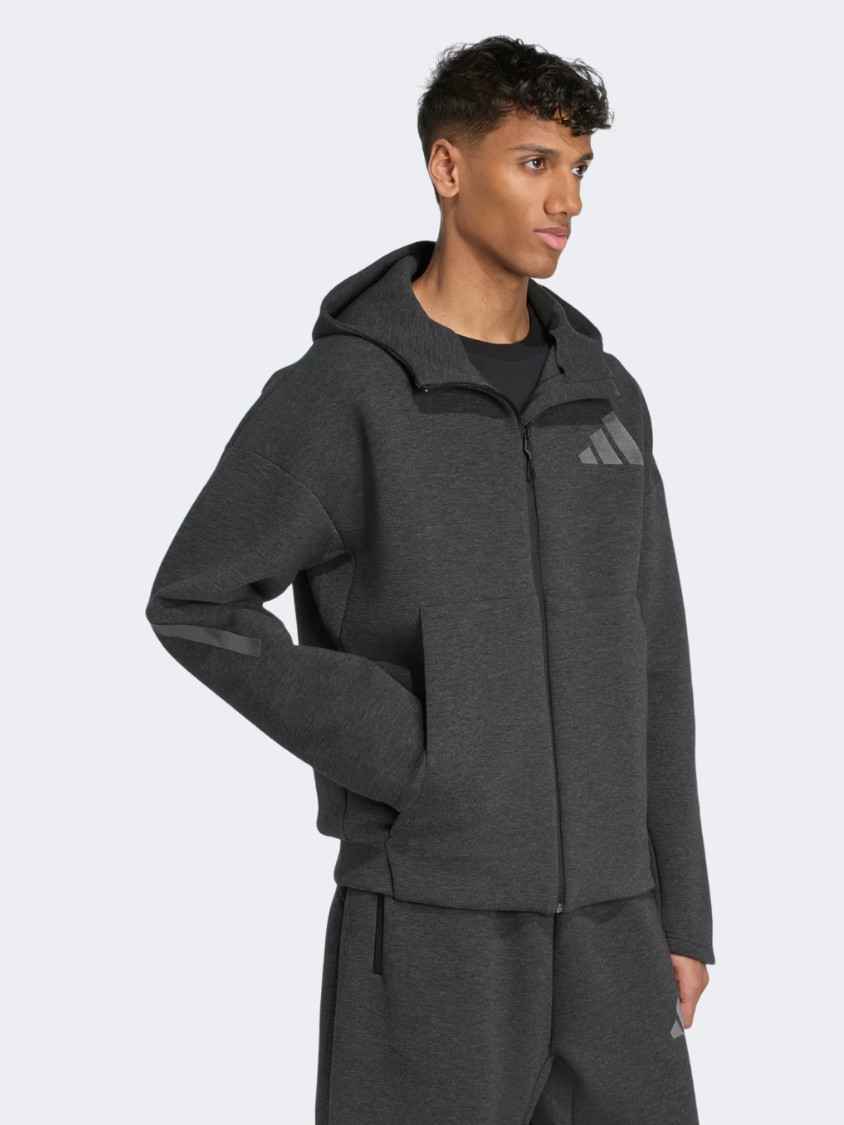 Adidas Z.N.E. Premium Full-Zip Men Sportswear Hoody Black Melange