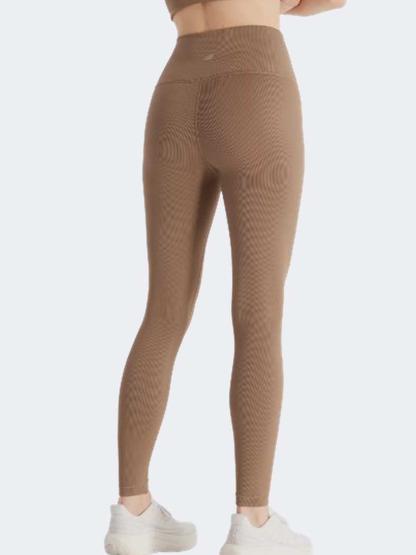 New Balance Ribbed 27 Inch Women Lifestyle Tight Mushroom