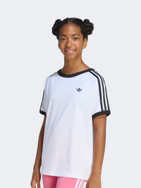 تيشيرت أصلي أطفال للجنسين Adidas 3 Stripes أبيض/أسود