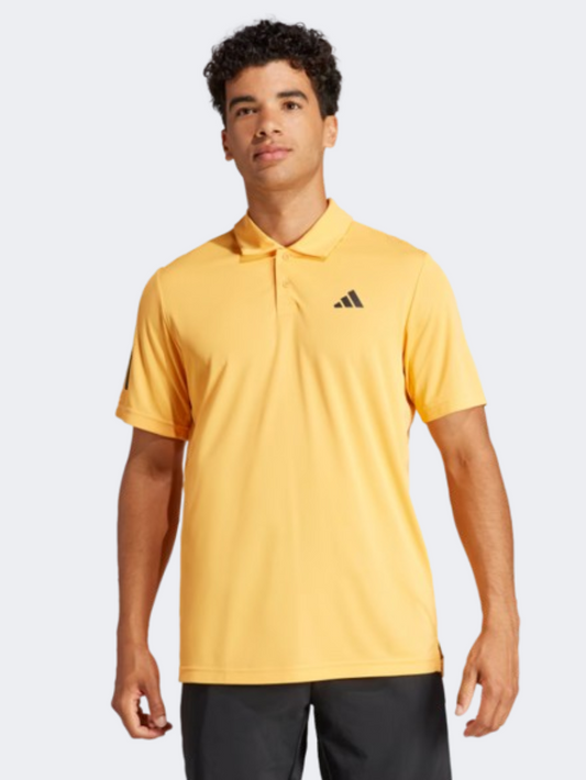 Adidas Club 3 Stripes Men Tennis Polo Long Sleeve Hazy Orange