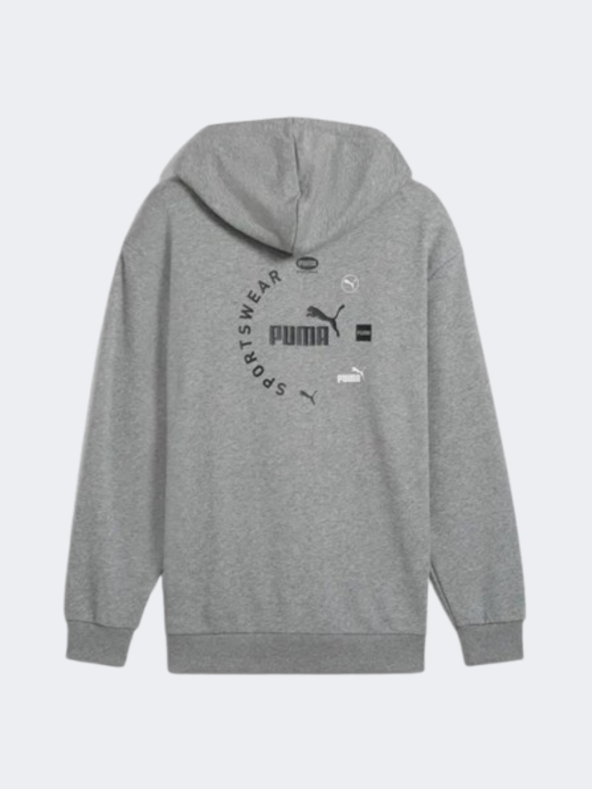 Puma Power Graphic Men Lifestyle Hoody Grey Heather