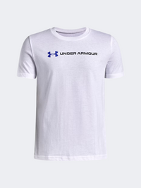 تيشيرت لايف ستايل للأولاد من Under Armour بشعار ووردمارك - أبيض/تيم رويال