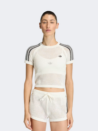 تيشيرت نسائي محبوك كروشيه فايربيرد Originals من Adidas بلون أبيض عاجي