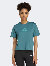 Adidas Train Essentials Big Logo Performance Women Training T-Shirt Preloved Teal