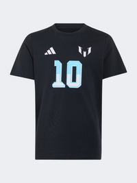 تيشيرت كرة قدم Adidas Messi باسم ورقم أولاد-أطفال أسود