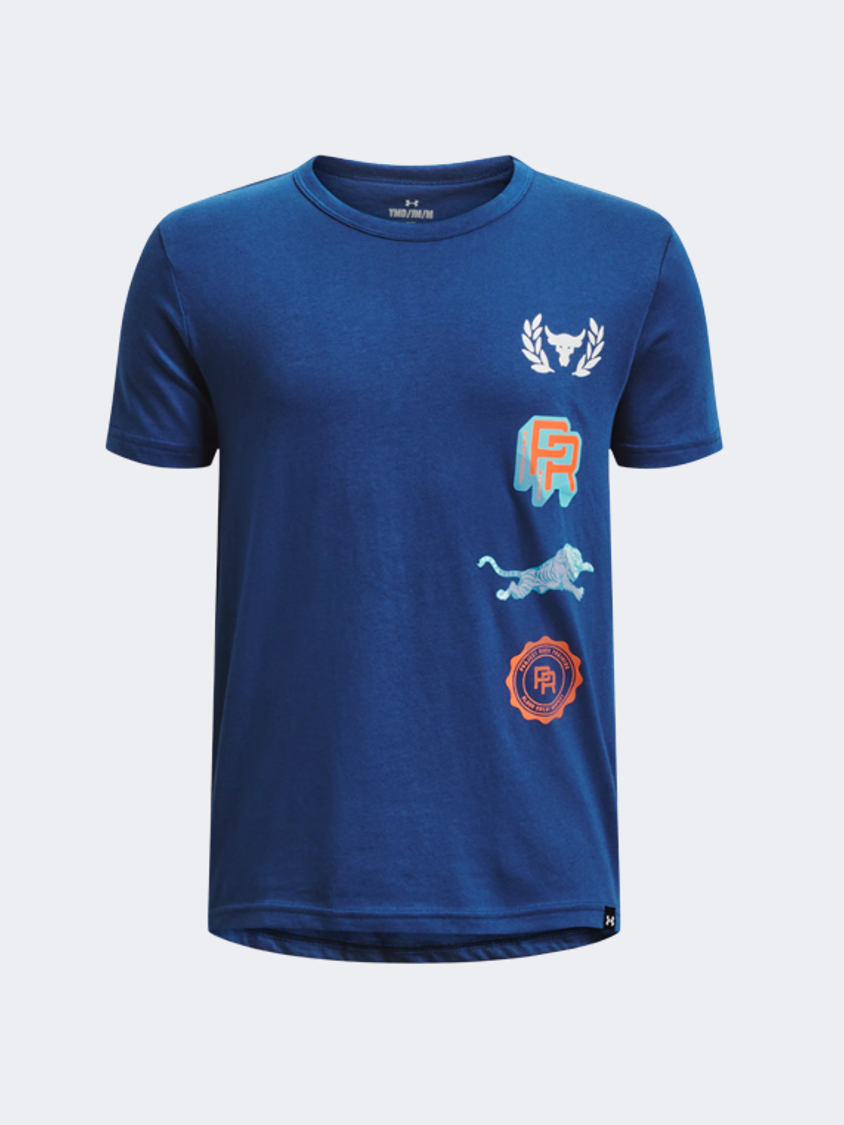 Under Armour Project Rock Boys Training T-Shirt Blue Mirage