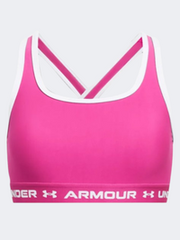حمالة صدر تدريب بنات Under Armour Crossback Solid وردي متمرد/أبيض