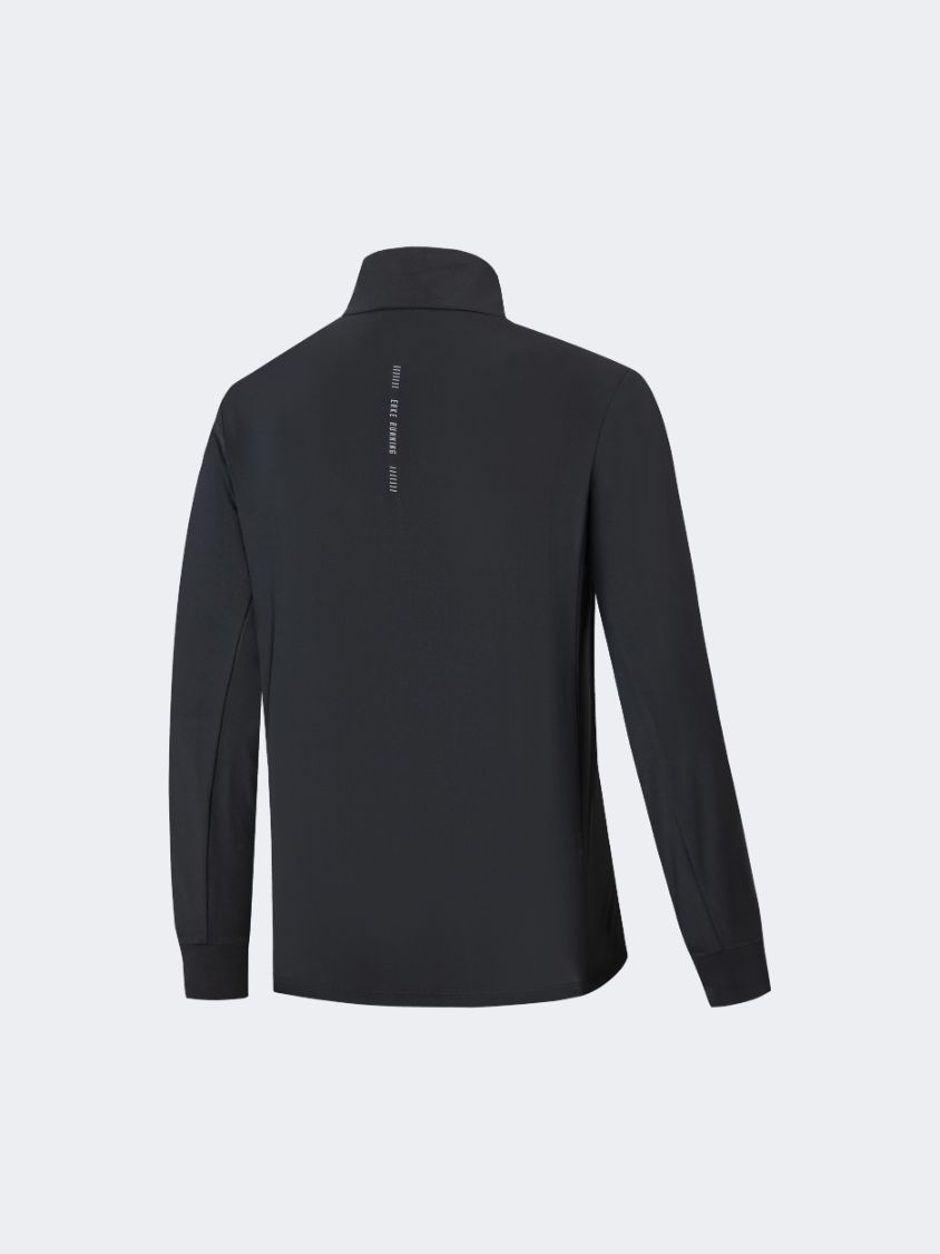 Erke Half Cardigan Men Running Sweatshirt Black