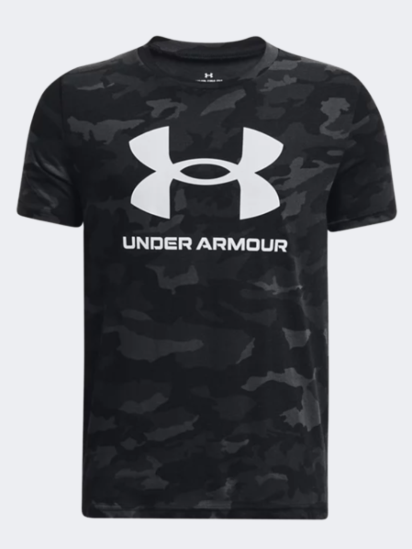 Under Armour Sportstyle Logo Printed Boys Training T-Shirt Black/White